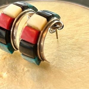 Native American loop earrings. Sterling silver